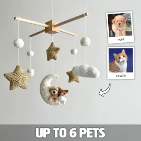 Pet Moon Brown | Custom Crochet Pet Nursery Baby Mobile