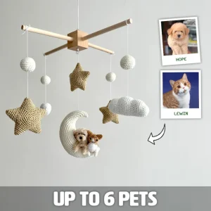 Pet Moon Brown | Custom Crochet Pet Nursery Baby Mobile