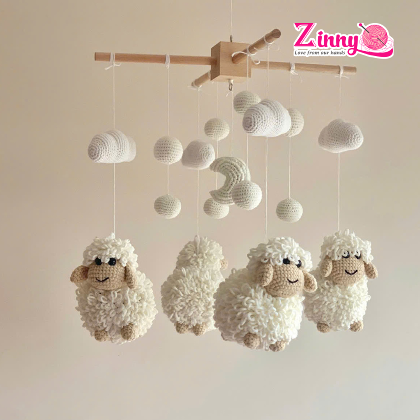 16 Treo nôi hình thú handmade cho bé sơ sinh, đan móc thủ công tỉ mỉ, phù hợp làm quà tặng đầy tháng, thôi nôi và trang trí cũi nôi.